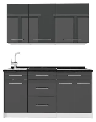 Obrázek produktu pro Jednotková kuchyně Vicco Fame-Line Antracitový vysoký lesk/Bílá 150 cm, PD Antracit, Model 64807