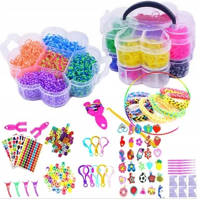 Produktbild von Armband Gummiband Set XXl im Koffer Armbänder Kreativ Flechtarmband Set zur Selbstmontage am Armband Radiergummi Set für Webstuhl