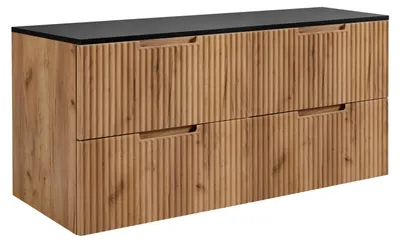 Zdjęcie produktu dla Szafka łazienkowa, dąb Craft / czarny, 120 (2 x 60) x 58,6 x 46 cm