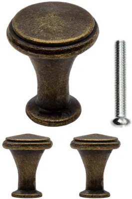 Obrázok produktu pre Unyqoos® Sada 2 vintage kovových gombíkov z bronzu – starožitné gombíky na zásuvky, skrinky a nábytok v rustikálnom štýle