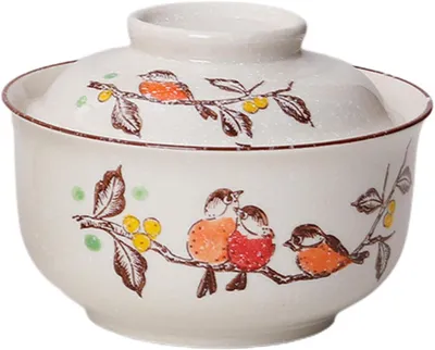 Imagen del producto de Tazón de sopa de cerámica con tapa, 800 ml, diseño japonés vintage, apto para microondas