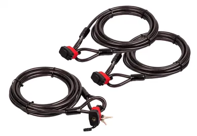 Produktbild von BigDean 3x Kabelschloss Schlaufenkabel 5m - Diebstahlsicherung für Fahrrad Motorrad-Zubehör Grill & Gartenmöbel - ummanteltes Stahlseil 10mm