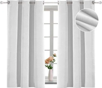 Produktbild von Thermisch isolierende Samt Vorhänge beige weiß 117x137cm