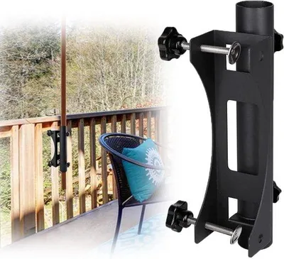 Image de Support de parasol pour balcon - Support robuste pour parasol - Support pour terrasse - Plage de serrage : 20-63 mm - Diamètre du parasol : 23-38 mm