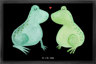 Produktbild von Mr. & Mrs. Panda Schmutzfangmatte Frosch Liebe 60 x 90 cm - Schwarz - Geschenk, Frösche, Eingangsteppich, Fussmatte, Schmutzmatte, Sauberlaufmatte, Fußabstreifer