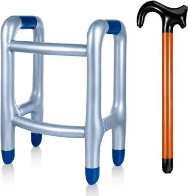 Image de Aide à la marche gonflable avec canne - Lot de 2 - Pour le carnaval et le cosplay