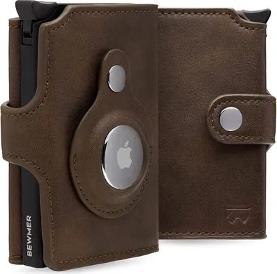 Produktbild von Shielded Slim Wallet mit Münzfac Kartenetui mit Münzfach & RFID-Schutz & Anti-Cloning | Geldbörse für Scheine, Münzen & 9 Kreditkarten | Braun