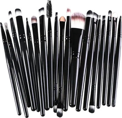 Produktbild von 20 Stück Professionelle Make-up Pinsel Foundation Lidschatten Set Holz Griff + Nylon Haar Schwarz
