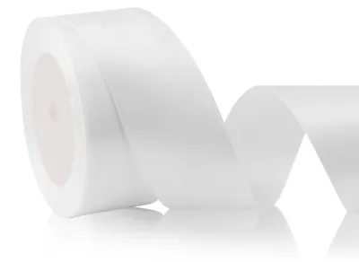 Produktbild von Satinband Weiß 4 cm x 23 m - Groß für Weihnachtsbaum, Hochzeit, Geschenk - Große