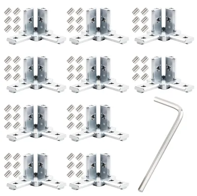 Eckwinkelverbinder 3030, 10er-Set, silber, für 8 mm T-Nut