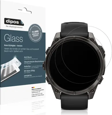 Produktbild von 2x Schutzfolie für Garmin Tactix 8 51mm AMOLED matt - Anti-Shock 9H Folie dipos Glass Kunststoffglas