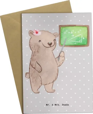 Produktbild von Mr. & Mrs. Panda Glückwunschkarte Mathematiklehrerin Herz - Grau Pastell - Geschenk, Lehrer, Referendariat, osterkarte, weihnachtskarten, Mathe, Matheunterricht