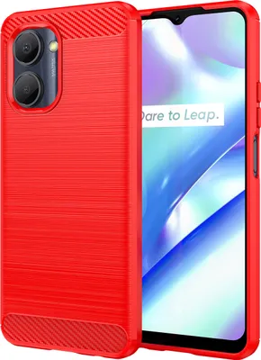 Produktbild von Realme C30 Hülle, Carbon-Faser TPU Silikon Stoßfest Schutzhülle für Realme C30 Rot