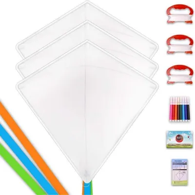 Produktbild von DIY Drachen für Kinder Party Pack 3 Stück mit Markern und Schwänzen