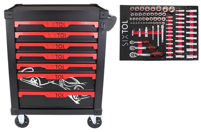 Produktbild von Werkstattwagen MECHANIC TROLLEY KEVIN 80, 7 Schubladen, 80 Teile Werkzeug