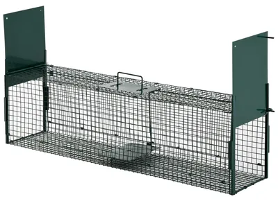Produktbild von Lebendfalle 100 x 25 x 28 cm fš¹r Marder, Ratten und M?use šC 2 Eing?nge + Griff šC grš¹nes Metall