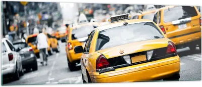 Produktbild von Bilder auf glas - Taxi Straße New York - 140x50cm - Glasbilder - Wandbilder - Kunstdruck - zum Aufhängen bereit - Wanddekoration aus Glas - Glas Bilder - Wandbild auf Glas - Einteilig - GAB140x50-2663