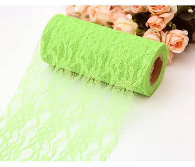 Immagine prodotto di Runner da tavolo in pizzo, nastro decorativo, verde, 15 cm x 22 metri, per decorazioni