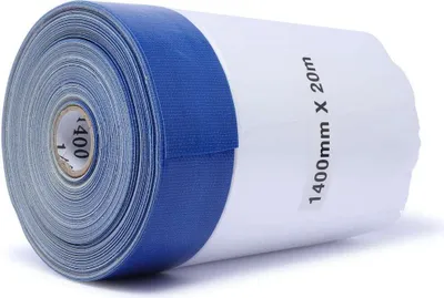 Produktbild von gws Maler-Abdeckfolie mit breitem Gewebeklebeband, 20 m x 1400 mm, blau mit Folie