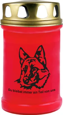 Produktbild von Grabkerze Rot, Brenndauer: 48 Stunden, Motiv: Schäferhund