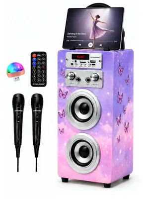 Zdjęcie produktu dla Zestaw karaoke, głośnik karaoke, głośnik Bluetooth – z mikrofonem – przenośny i bezprzewodowy – z dwoma mikrofonami – zabawka dla dzieci