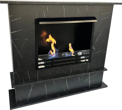 Produktbild von Gel & Ethanol Kamin Toskana Deluxe Royal Anthrazit/Schwarz Marmoriert mit Sicherheitsglas & 3L Ethanol Brenner