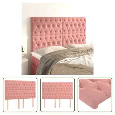 Produktbild von The Living Store Kopfteile 4 Stk. Rosa 80x7x78/88 cm Samt