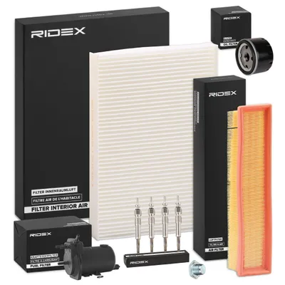 Produktbild von RIDEX Inspektionspaket Filterset für RENAULT CLIO II (BB0/1/2, CB0/1/2) KANGOO (KC0/1) KANGOO Express (FC0/1) CLIO II Kasten (SB0/1/2) für NISSAN