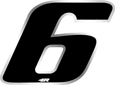 Produktbild von Sticker Rennnummer für Motorrad "6" schwarz 27 x 37 mm