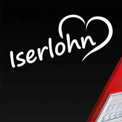 Produktbild von Auto Aufkleber Iserlohn Herz Stadt City Liebe Love Heimat 18x8 cm Weiss Glanz Sticker Heckscheibenaufkleber