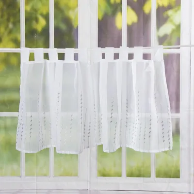 Produktbild von Bistrogardine mit Schlaufen 140x48cm Stickerei anthrazit
