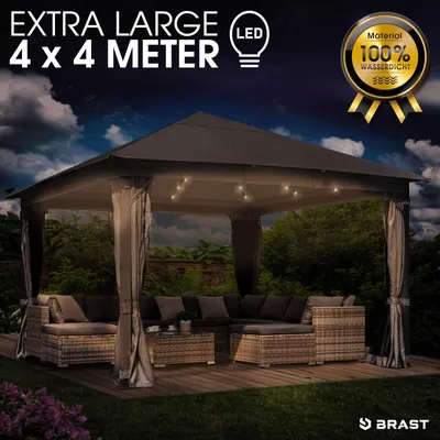 Produktbild von Alu Pavillon INFINITY 4x4m dunkelgrau inkl. LEDs
