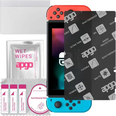 Produktbild von apgo Hybrid Schutzglas, Matt, kompatibel mit Nintendo Switch, Flexible Nano Glass, toller Ersatz für Hartglas, kratzfester Displayschutzglas, Displayschutz, Full Glue