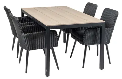 Produktbild von 5-teiliges Gartenset | 4 Pisa Gartenstühle | Limasol Gartentisch | 160 cm