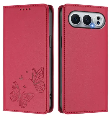 Image de Étui en cuir pour Honor 500/Honor 500 Pro, étui de protection type portefeuille en cuir gaufré « papillon » avec support, rouge