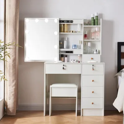 Zdjęcie produktu dla Toaletka z oświetleniem LED i 6 szufladami