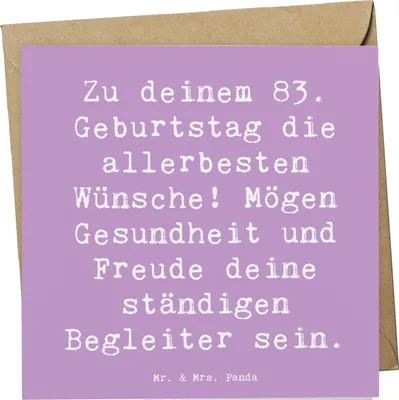 Produktbild von Mr. & Mrs. Panda Deluxe Karte Spruch 83. Geburtstag Glückwünsche - Lavendeltraum - Geschenk, faltkarte, anlasskarte, Happy Birthday, Freude, Glück, Alter, Klappkarte