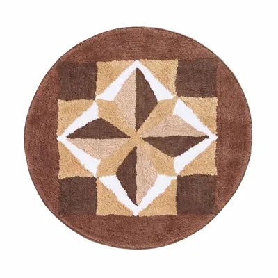 Produktbild von HOMESCAPES Badematte Mosaik 60 cm rund – Badteppich braun-beige aus 100 % Baumwolle