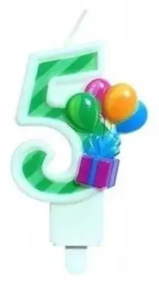 Produktbild von Geburtstagskerze „5“ mit Luftballons – GoParty