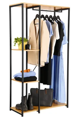 Produktbild von Kleiderschrank offen, 167x90x40 cm, Eiche-Metal