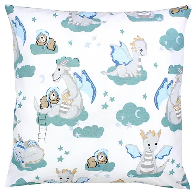 Obrázok produktu pre Detský obliečkový povlak na vankúš TupTam, dekoratívny, vzorovaný, farba: Dino medvedík, zelená a sivá, rozmery: 80 x 80 cm