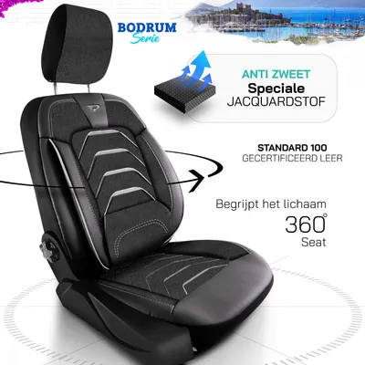 Zdjęcie produktu dla Pokrowce na siedzenia Toyota Proace Max 2023 – model aktualny – kolor czarno-szary – idealne dopasowanie (siedzenie/siedzenie). Konfiguracja: 1+1