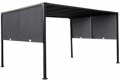 Image de Pergola avec toit coulissant en métal "Courtenay" - 3 x 4 m - Gris