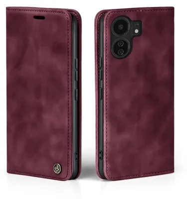 Produktbild von Handy Hülle für Xiaomi Redmi 13C Klapphülle Bookcase Flip Cover Handy Tasche Etui Farbe: Weinrot