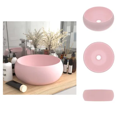 Produktbild von vidaXL s Waschbecken Rund Matt Rosa 40x15 cm Keramik -  Badezimmer-Waschbecken