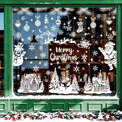Immagine prodotto di Decorazioni natalizie per finestre, tema inverno, 9 pezzi, colore bianco, dimensioni 30 x 20 cm