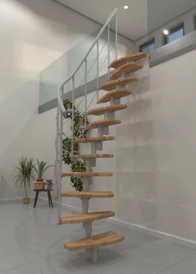 Produktbild von Minka Mittelholmtreppe Nizza 35 - 293,8cm Geschosshöhe Buche Weiß