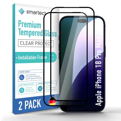 Produktbild von 2x Schutzglas Panzerfolie Full Screen für Apple iPhone 18 Pro Max + Anbringhilfe
