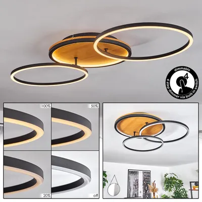 Produktbild von Vidoni dimmbare Deckenlampe aus Metall/Holz/Kunststoff in Schwarz/Natur/Weiß