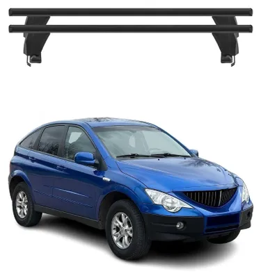 Produktbild von Menabo Dachträger Grundtäger für Ssangyong Actyon 2005-2010 ABE Alu Schwarz 2x, KI-generiertes Bild